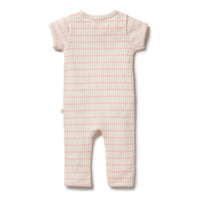 Wilson and Frenchy rompers Wilson and Frenchy Pink Lemonade Organic Stripe Rib Zipsuit