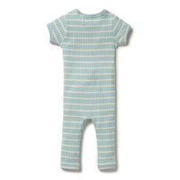 Wilson and Frenchy rompers Wilson and Frenchy Pistachio Organic Stripe Rib Zipsuit