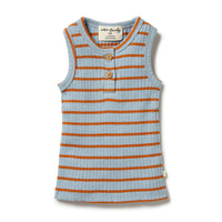 Wilson and Frenchy tees Wilson and Frenchy Anchor Blue Organic Stripe Rib Singlet