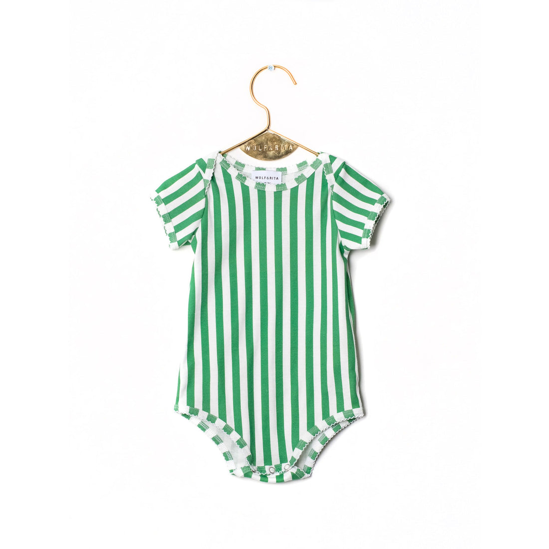Wolf and Rita Rompers and Bodysuits Wolf and Rita Green Stripe Diogo Bodysuit
