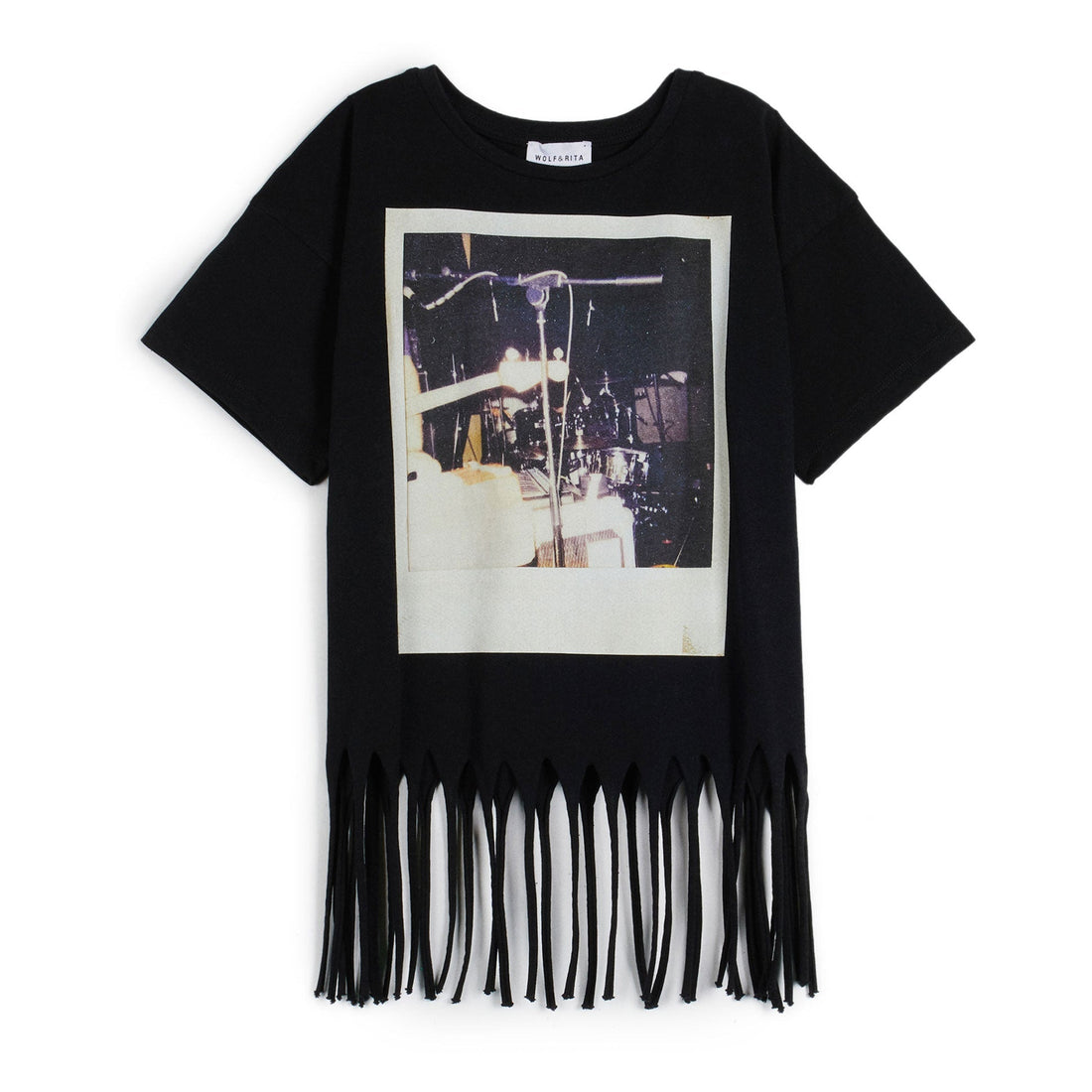 Wolf and Rita tees Wolf and Rita Black Polaroid Fringe Bianca Tee