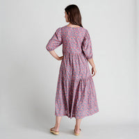 Pink Chicken Womens Maribelle Dress - Lavender Posey Block Print