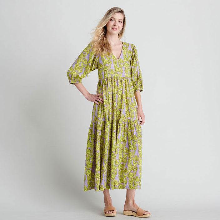 Pink Chicken Womens Maribelle Dress - Lavender Stem Floral