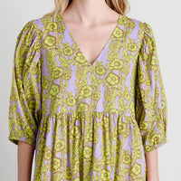 Pink Chicken Womens Maribelle Dress - Lavender Stem Floral
