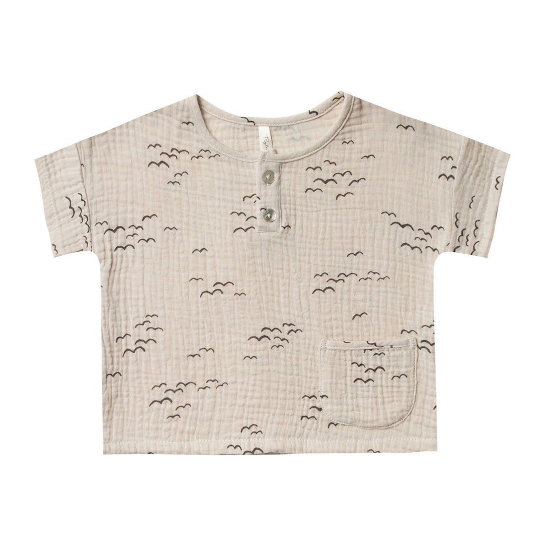 Rylee and Cru Natural Flock Woven Henley Tee
