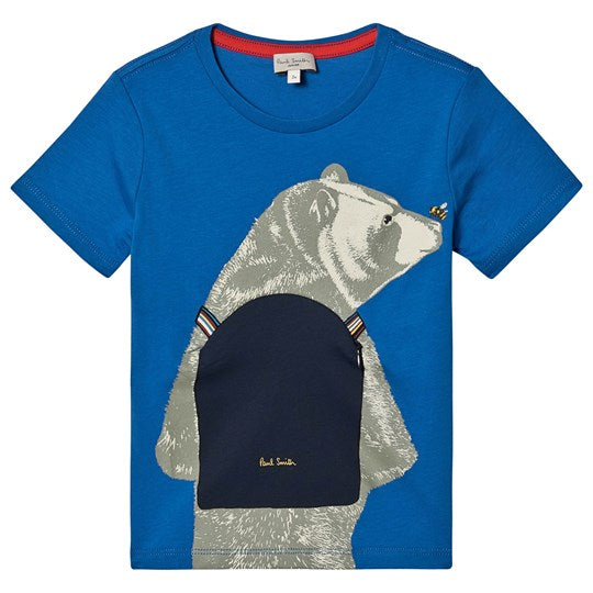 Paul Smith Junior Victoria Blue Backpacking Bear Tee