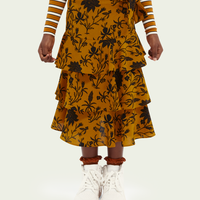 Scotch Shrunk Mustard Layered Ruffle Skirt