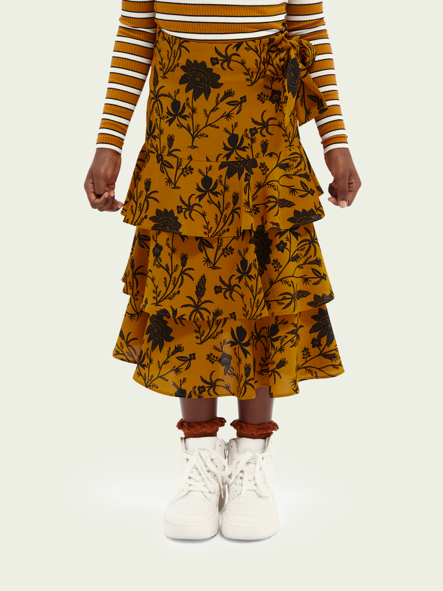 Scotch Shrunk Mustard Layered Ruffle Skirt