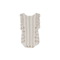 Yellow Pelota Rompers and Bodysuits Yellow Pelota Ecru Stripes Romper