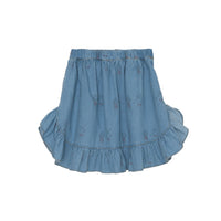 Yellow Pelota skirts Yellow Pelota Stone Washed Denim Ruffle Skirt