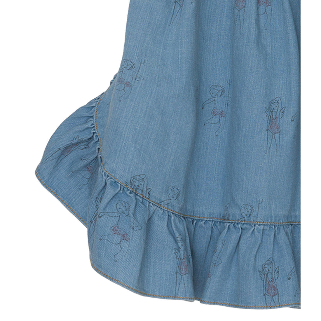 Yellow Pelota skirts Yellow Pelota Stone Washed Denim Ruffle Skirt
