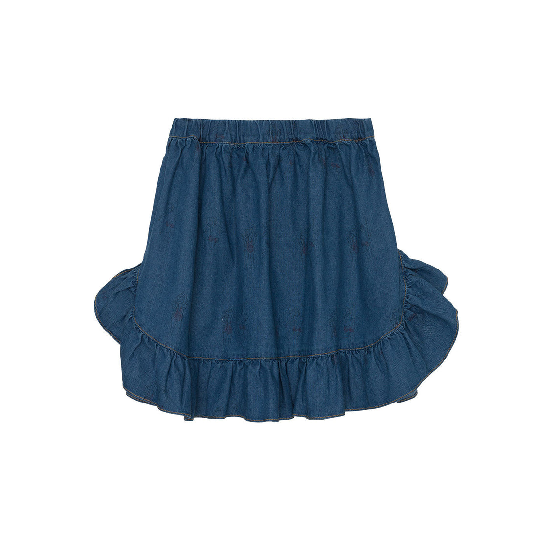 Yellow Pelota skirts Yellow Pelota Washed Denim Ruffle Skirt