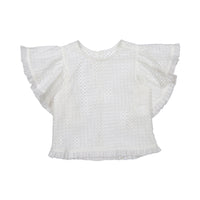 You and Me blouses You and Me White Eyelet Flutter Blouse