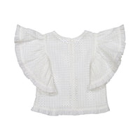 You and Me blouses You and Me White Eyelet Flutter Blouse