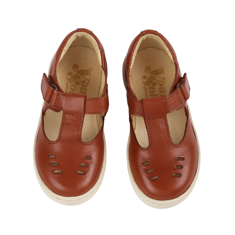 Young Soles shoes Young Soles Chesnut Brown Rudy t-Bar Shoes