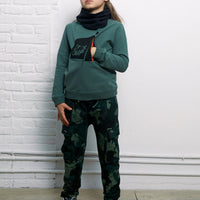 Yporque Dark Green Camping Zipper Sweatshirt