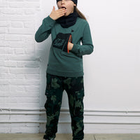 Yporque Dark Green Camping Zipper Sweatshirt