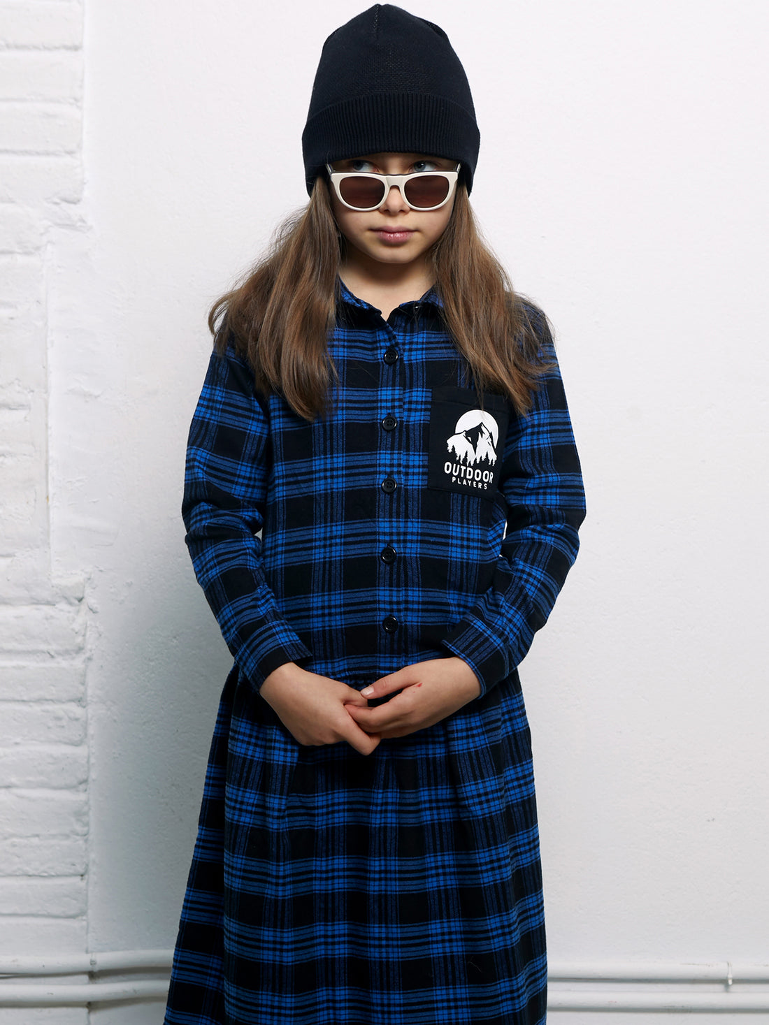 Yporque Electric Blue + Black Plaid Long Dress