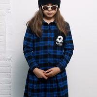 Yporque Electric Blue + Black Plaid Long Dress
