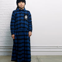 Yporque Electric Blue + Black Plaid Long Dress
