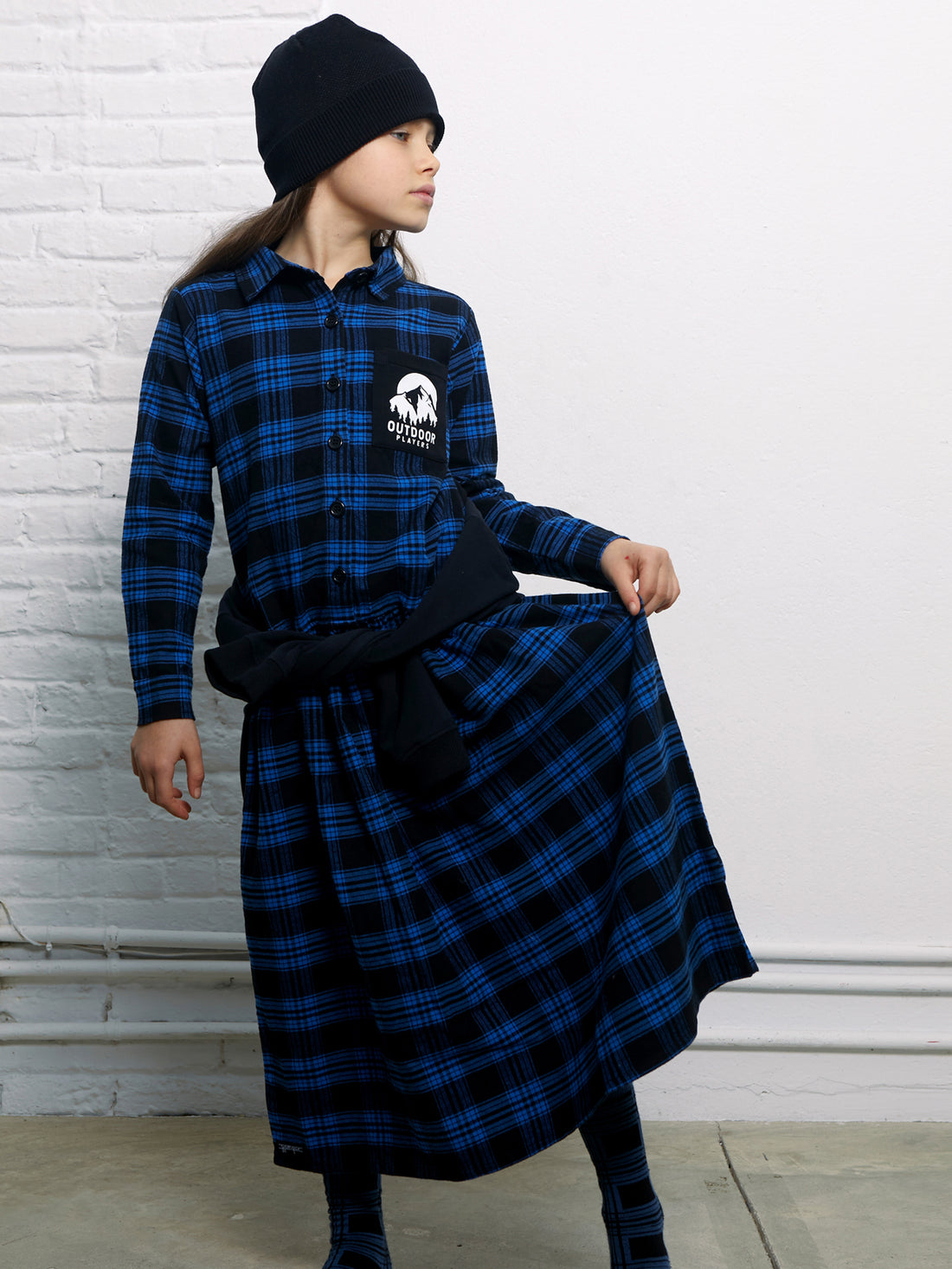 Yporque Electric Blue + Black Plaid Long Dress