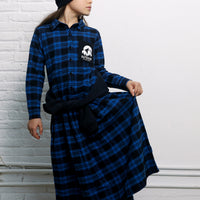 Yporque Electric Blue + Black Plaid Long Dress