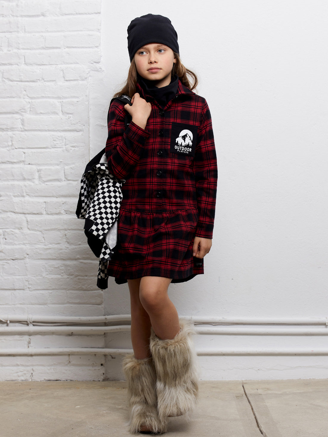 Yporque Red + Black Plaid Short Dress