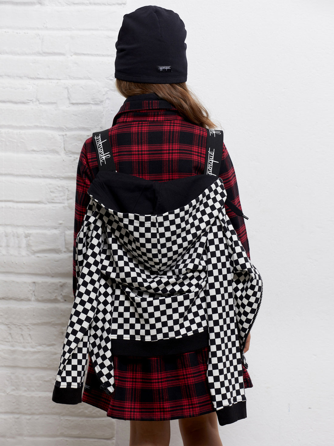 Yporque Red + Black Plaid Short Dress