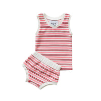 Hey kid Striped Terry Set- Pink