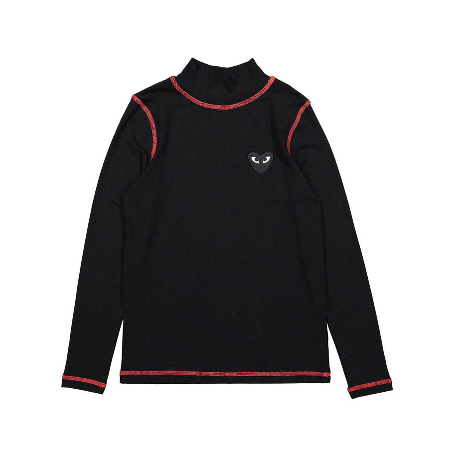 zero + us tees zero + us Black Jersey + Red Stitched Logo Turtleneck