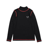zero + us tees zero + us Black Jersey + Red Stitched Logo Turtleneck
