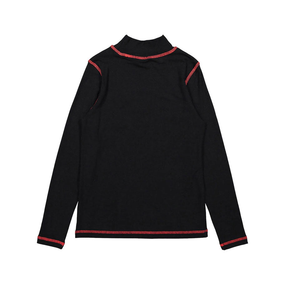 zero + us tees zero + us Black Jersey + Red Stitched Logo Turtleneck