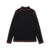 zero + us tees zero + us Black Jersey + Red Stitched Logo Turtleneck