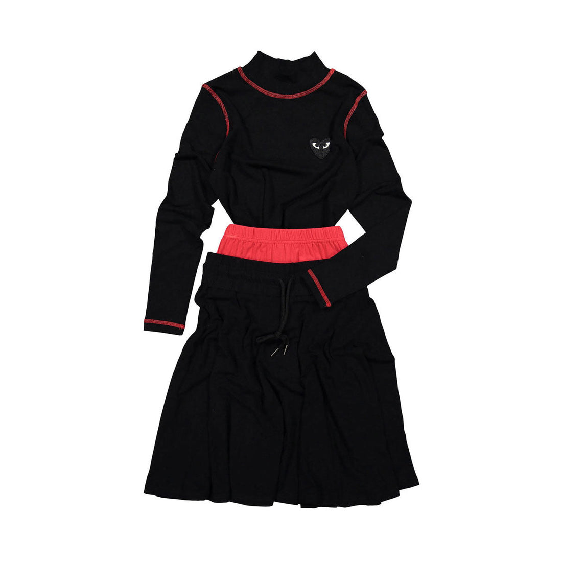 zero + us tees zero + us Black Jersey + Red Stitched Logo Turtleneck