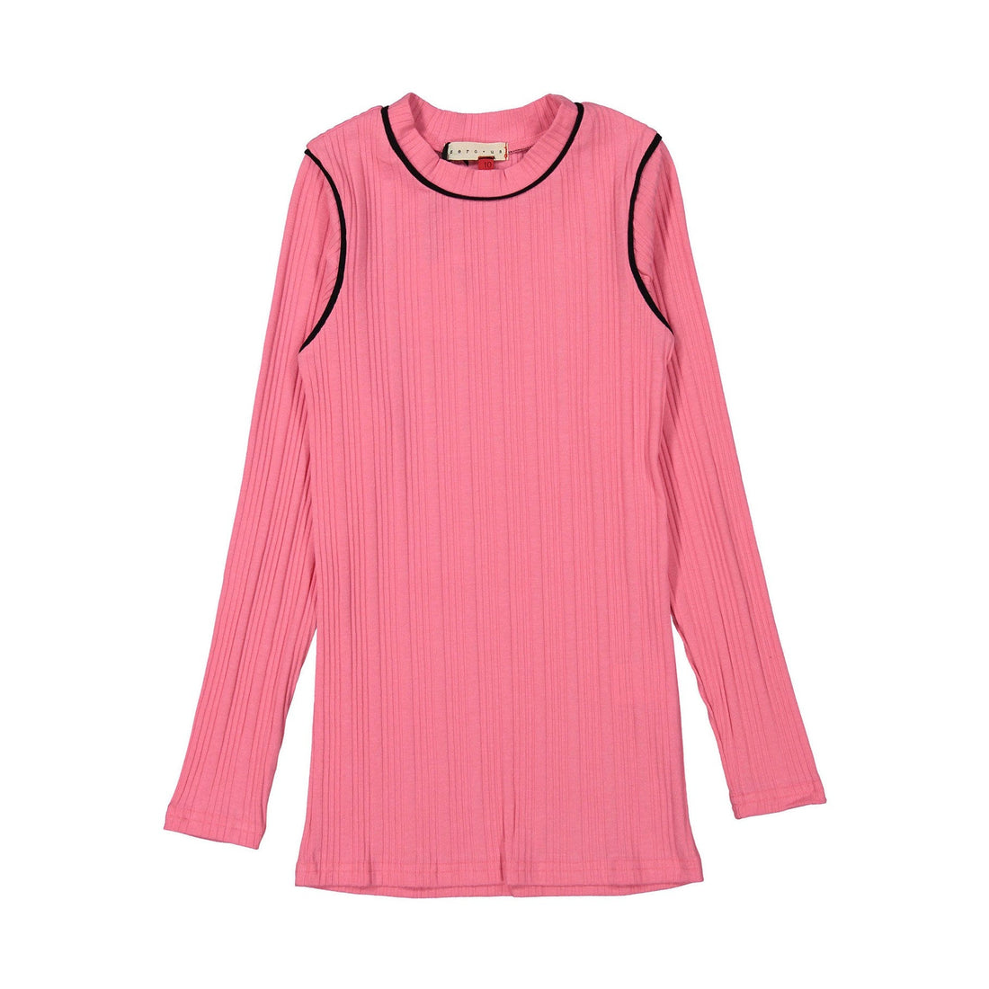 zero + us tees zero + us Neon Pink Ribbed Black Trimmed Tee