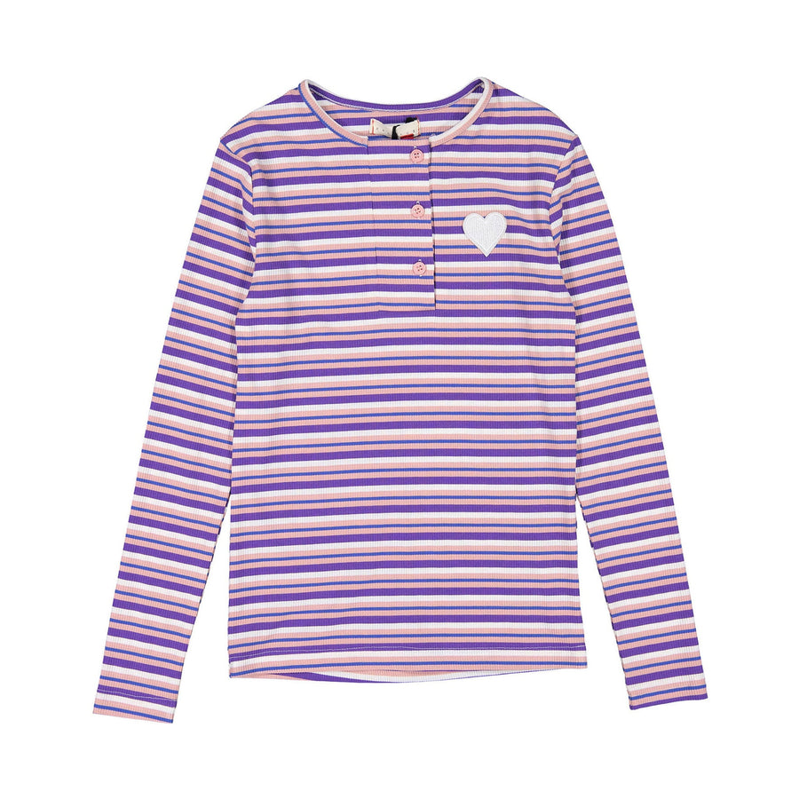 zero + us tees zero + us Purple Stripe Button Tee