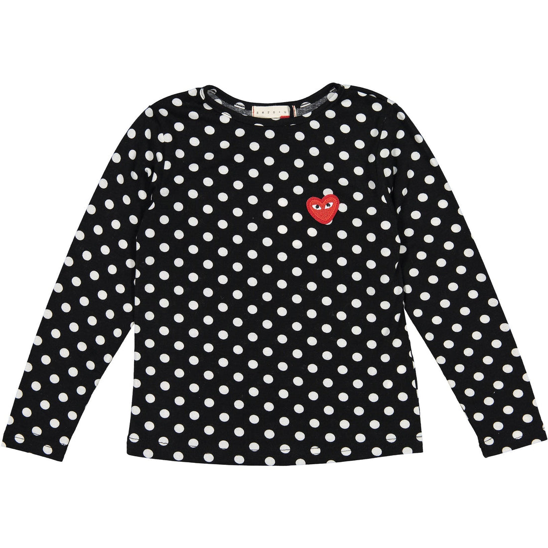 zero + us tops and tees zero + us Black Dot Heart Logo Tee