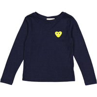 zero + us tops and tees zero + us Navy Heart Logo Tee
